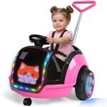 Kids 12V Electric Ride On Car with Remote Control, LED Display, Music & 5-Point Safety Belt - Image 4