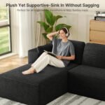 105" Cloud Modular L-Shape Sofa - Boneless Design & Corduroy Upholstery with Deep Seat - Left Facing Chaise, Beige - No Assembly Required - Image 4