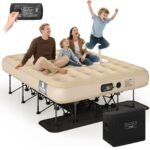 Queen Self-Inflating Air Mattress with Built-In Frame – Portable Inflatable Bed with Pump & Carry Case