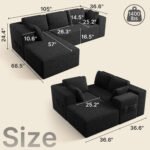 105" Cloud Modular L-Shape Sofa - Boneless Design & Corduroy Upholstery with Deep Seat - Left Facing Chaise, Beige - No Assembly Required - Image 3