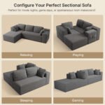 105" Cloud Modular L-Shape Sofa - Boneless Design & Corduroy Upholstery with Deep Seat - Left Facing Chaise, Beige - No Assembly Required - Image 10