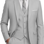 WOMS Men's 3 Piece Suit Slim Fit,Mens Wedding Suit Groom Prom Tuxedo | Jacket Vest and Pants Set,Breathable Fabric,Classic Two Button,Perfect for Business,Dinner Party,Work,Daily