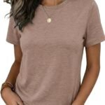 Womens Tshirt Short Sleeve Summer Tops Crewneck Casual Basic Tee Shirts Spring Clothes Trendy Outfit