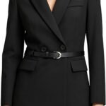 Pant Suits for Women Belted Double Breasted Blazer Set