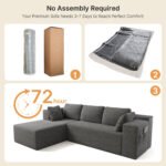 105" Cloud Modular L-Shape Sofa - Boneless Design & Corduroy Upholstery with Deep Seat - Left Facing Chaise, Beige - No Assembly Required - Image 11