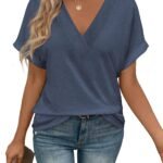 T Shirts Short Sleeve V Neck Tees Womens Tops Beach Vacation Fashion Clothes  Casual Summer Spring Fall Outfits