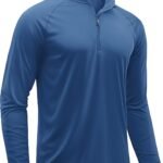Men's Long Sleeve Athletic Shirts 1/4 Pullover Zip Sun Protection Rash Guard UPF 50+ Outdoor Running T-Shirts