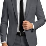 Mens Suit 2 Piece Suits for Men One Button Slim Fit Solid Jacket & Pants Tuxedo Set Business Wedding Party Prom