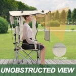 Ptlsy Camping Chair with Shade Canopy for Adults, Quick Shade Canopy Folding Chair for Outdoor Sports with Cup Holder, Side Pocket for Camp, Beach, Tailgates, Fishing Support 330LBS (White & Blue) - Image 6
