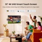 32” 4K Smart Portable TV – Touchscreen Display with Rolling Stand & Built-In Battery - Image 2