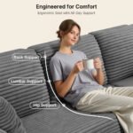 105" Cloud Modular L-Shape Sofa - Boneless Design & Corduroy Upholstery with Deep Seat - Left Facing Chaise, Beige - No Assembly Required - Image 15
