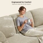 105" Cloud Modular L-Shape Sofa - Boneless Design & Corduroy Upholstery with Deep Seat - Left Facing Chaise, Beige - No Assembly Required - Image 26