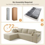 105" Cloud Modular L-Shape Sofa - Boneless Design & Corduroy Upholstery with Deep Seat - Left Facing Chaise, Beige - No Assembly Required - Image 22