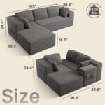 105" Cloud Modular L-Shape Sofa - Boneless Design & Corduroy Upholstery with Deep Seat - Left Facing Chaise, Beige - No Assembly Required - Image 17