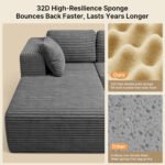 105" Cloud Modular L-Shape Sofa - Boneless Design & Corduroy Upholstery with Deep Seat - Left Facing Chaise, Beige - No Assembly Required - Image 18