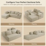 105" Cloud Modular L-Shape Sofa - Boneless Design & Corduroy Upholstery with Deep Seat - Left Facing Chaise, Beige - No Assembly Required - Image 23
