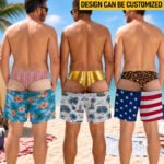 Funny Men’s Optical Illusion Swim Trunks | Novelty Party Board Shorts Gift for Husband Boyfriend