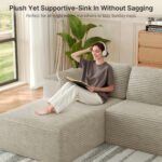 105" Cloud Modular L-Shape Sofa - Boneless Design & Corduroy Upholstery with Deep Seat - Left Facing Chaise, Beige - No Assembly Required - Image 28