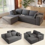 105" Cloud Modular L-Shape Sofa - Boneless Design & Corduroy Upholstery with Deep Seat - Left Facing Chaise, Beige - No Assembly Required - Image 24