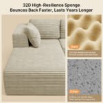 105" Cloud Modular L-Shape Sofa - Boneless Design & Corduroy Upholstery with Deep Seat - Left Facing Chaise, Beige - No Assembly Required - Image 27