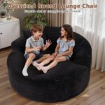 58" Oversized Lounge Chair Round Cloud Deep Seat Accent Chair Plush Corduroy Boneless Sofa Chair for Living Room, Beige - Image 15