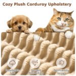 58" Oversized Lounge Chair Round Cloud Deep Seat Accent Chair Plush Corduroy Boneless Sofa Chair for Living Room, Beige - Image 11